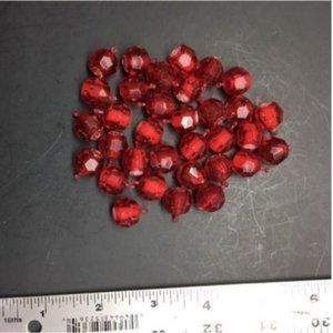 VTG Pop Bead Red Faceted Translucent Loose As Is Craft Upcycle Repurpose